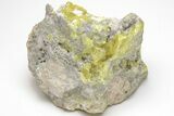 Striking Yellow Sulfur Crystals on Fluorescent Aragonite - Italy #208738-2